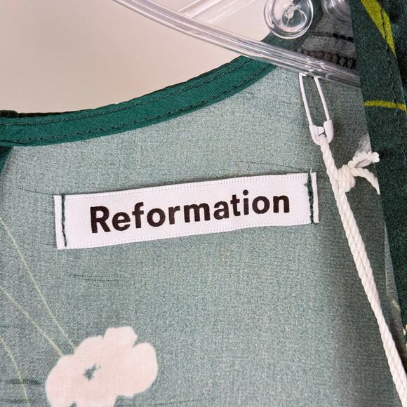 NWT Reformation Hedi Silk Dress Size 8 in Floral Green - Picture 5 of 8